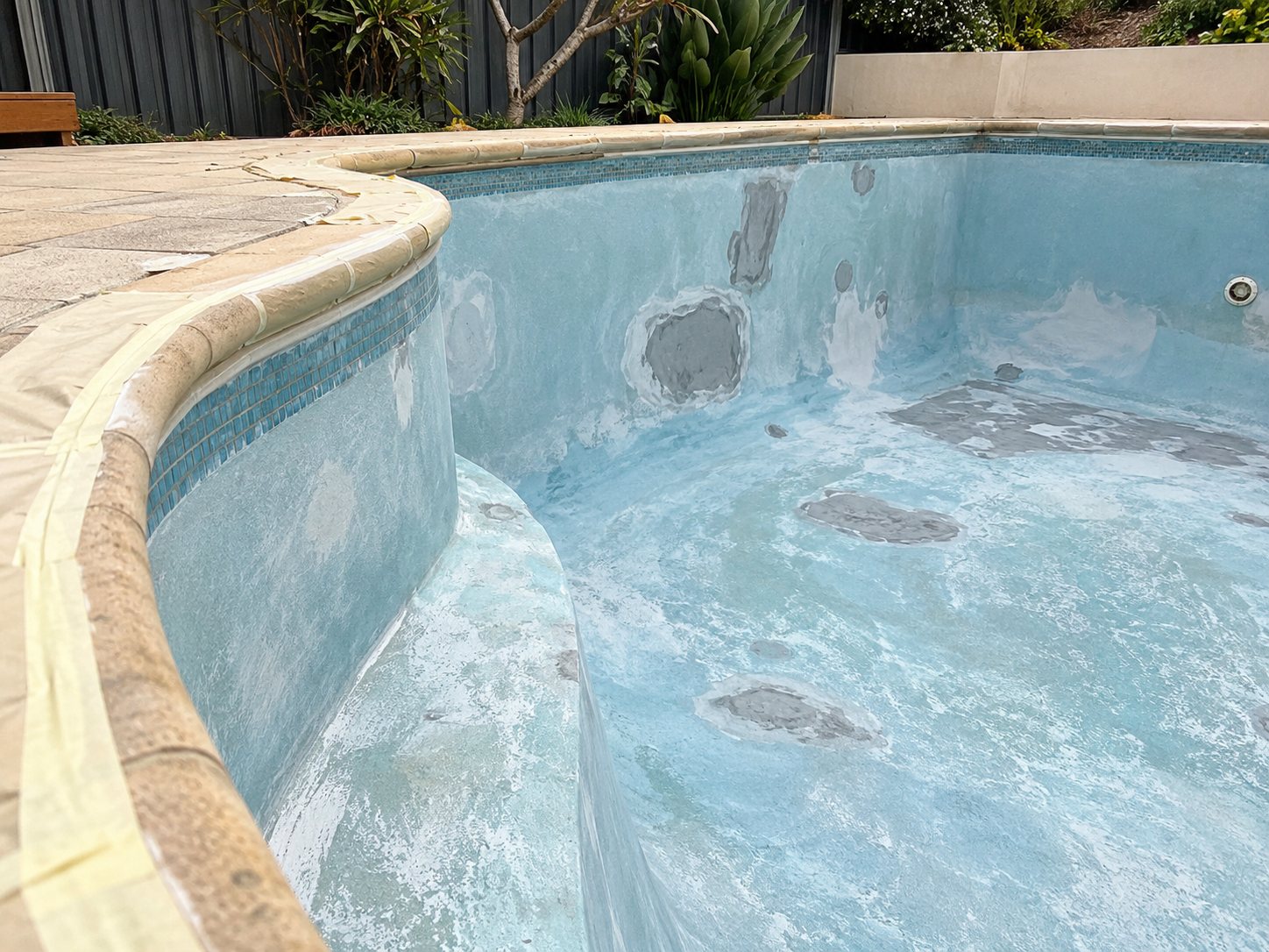 Representative fibreglass pool surface preparation